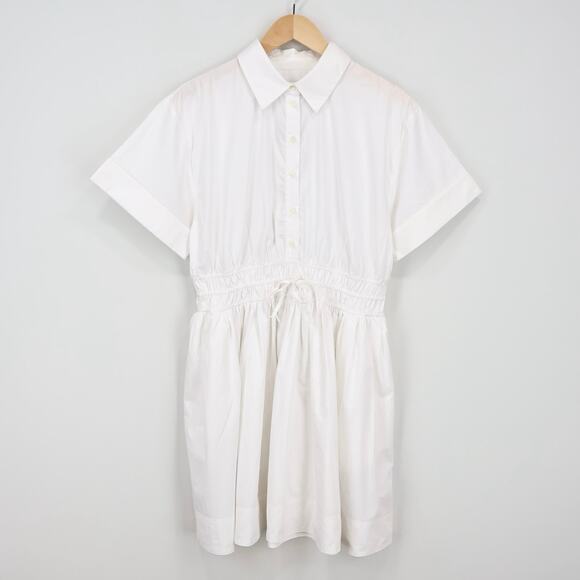 NWT J.Crew Elena Mini Shirtdress In 100% Cotton Poplin White Size 12 Tall - Picture 4 of 10
